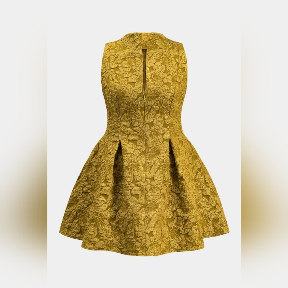 Elegant Gold Floral Women's Dress